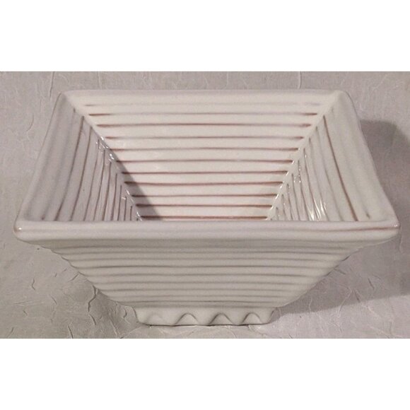 Pottery Bowl Molde Portugal Dish Ribbed Square Decorative Ceramic Geometric 2.5" - Picture 16 of 16